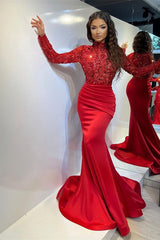 Red Mermaid Evening Dress with Sparkling Sequins