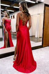 Red Mermaid Sweetheart Evening Dress with Split For Party Online