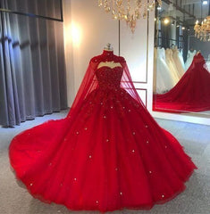 2024 Red Ball Gown Wedding Dresses Crystals Sweet 16 Quinceanera Dress