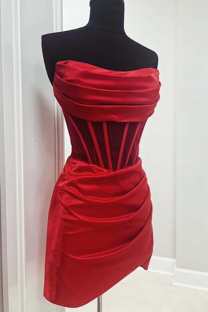 Strapless transparent tight corset back to school dress