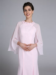 Aimishang  Mermaid / Trumpet Mother of the Bride Dress Elegant Jewel Neck Ankle Length Chiffon Long Sleeve No with Beading