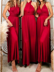 Sheath / Column Bridesmaid Dress Halter Sleeveless Convertible Ankle Length Spandex