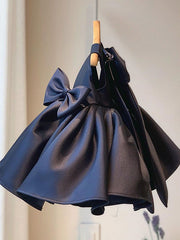 Satin Ball Gown Sleeveless Square Neck Flower Girl Dress With Bow Pleats