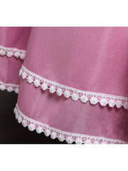Satin Tulle Asymmetrical Flower Girl Dress with Lace Belt Appliques