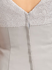 A-Line Mother of the Bride Dress Floral High Low V Neck Asymmetrical Chiffon Lace Short Sleeve with Flower
