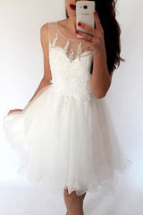 Scoop Sleeveless Short/Mini A-line With Applique Prom Dresses