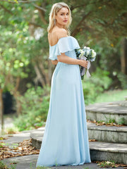 Weitese Elegant Chiffon High-Low Off The Shoulder Bridesmaid Dress