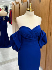 Mermaid Sweetheart Neck Satin Royal Blue Long Prom Dress