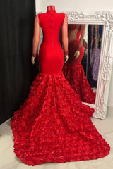 Sexy Royal Blue Long Sleeves High Neck Beading Prom Dress