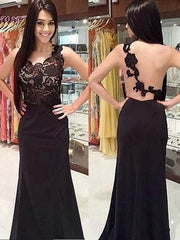 Sheath Chiffon Scoop Sleeveless Floor-Length With Lace Dresses