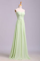 Simple Sweetheart Chiffon Prom Dress Long Pleated Sleeveless Bridesmaid Dresses