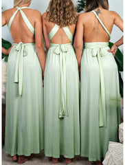 Sheath / Column Bridesmaid Dress Halter Sleeveless Convertible Ankle Length Spandex