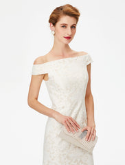 Aimishang Sheath / Column Mother of the Bride Dress Elegant Off Shoulder Floor Length Lace Short Sleeve No with Lace