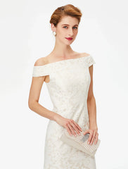 Aimishang Sheath / Column Mother of the Bride Dress Elegant Off Shoulder Floor Length Lace Short Sleeve No with Lace