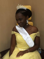 Sleeveless Floor-Length Tulle Dresses Aline Ball Gown With Sash/Ribbon/Belt