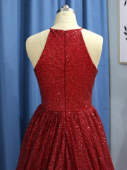 Sleeveless Jewel Sweep/Brush A-line Train With Ruffles Sequins Dresses