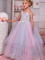 Sleeveless Spaghetti Strap Flower Girl Dress With Appliques for Special Occasions