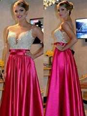 Sleeveless Sweetheart Floor-Length A-line With Applique Satin Dresses