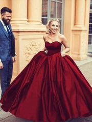 Sleeveless Sweetheart Sweep/Brush Train With Ruffles Satin Dresses