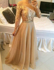 Sleeves Sheer Prom Dresses A-line Crystals Sexy Formal Evening Gowns