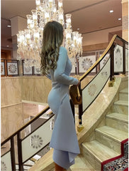 Wholesale Sheath Formal Dress Cocktail Dresses Elegant Red Green Dress Formal Fall Knee Length Long Sleeve Jewel Neck Stretch Fabric with Pleats Ruched