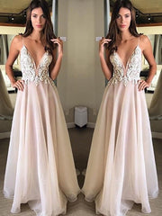 Spaghetti Straps Sleeveless Floor-Length With Applique Chiffon Dresses