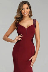Sparkle Burgundy Sequins Mermaid Long Evening Prom Gowns