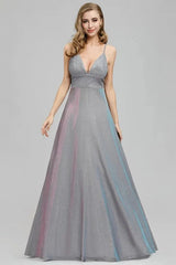 Sparkle V-Neck Sleeveless Long Evening Prom Dress Online