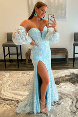 Sparkly Baby Blue Mermaid Sweetheart Evening Dress - Online for Grad Party Pink