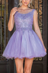 Line illusion lace decal cute Homecoming dress