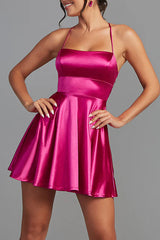 Thread Spoon Satin Simple Dress Homecoming Dresses