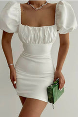 Sheath/Column Square Short Sleeve Short Homecoming Dress