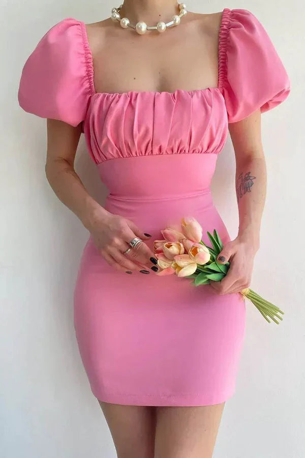 Sheath/Column Square Short Sleeve Short Homecoming Dress