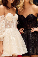 A line Sweetheart Sleeveless Short Homecoming Dresses