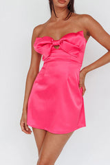 Detachable sheath/column sleeves with cute bow short Homecoming Dresses