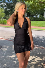 Sexy V-neck Black Tight Short Homecoming Dress