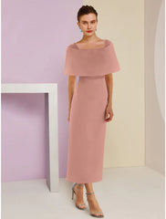 Aimishang A-Line Mother of the Bride Dress Wedding Guest Elegant Off Shoulder Ankle Length Stretch Fabric Short Sleeve with Beading Solid Color