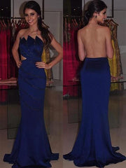 Strapless Sleeveless With Beading Satin Prom Dresses