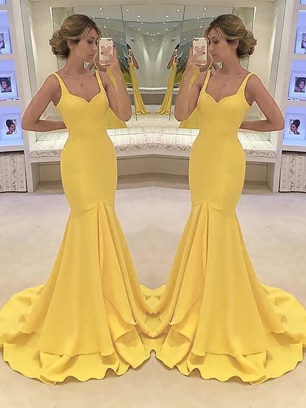 Straps Sleeveless Sweep/Brush Train Layers Satin Dresses