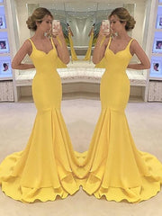 Straps Sleeveless Sweep/Brush Train Layers Satin Dresses