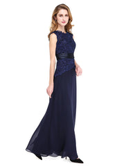 Aimishang  Sheath / Column Mother of the Bride Dress Open Back Jewel Neck Floor Length Chiffon Lace Sleeveless No with Sash / Ribbon Buttons