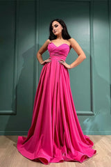 Stunning Fuchsia Sweetheart Long Evening Dress With Split