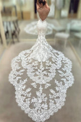 Stunning Lace Mermaid Wedding Dress with Spaghetti-Straps and Open Back
