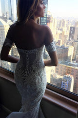Stunning Off-the-Shoulder Mermaid Wedding Dress With Lace Appliques
