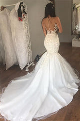 Stunning Sleeveless Mermaid Wedding Dress with Lace Appliques