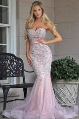 Stunning Sweetheart Crystal Beadings Mermaid Evening Party Gowns