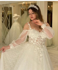 Stunning Sweetheart Spaghetti-Straps Long Wedding Dress With Sleeves