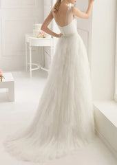 Stunning Top-ruched Layered Gown With Beaded Tulle Straps