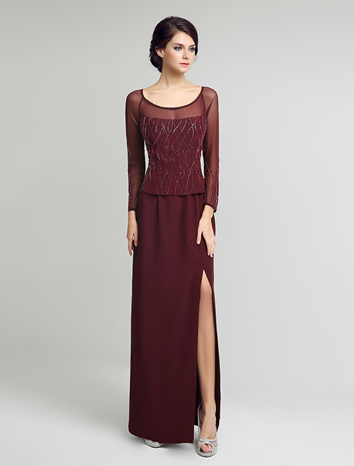 Aimishang Mermaid / Trumpet Scoop Neck Knee Length Lycra Mother of the Bride Dress with Beading