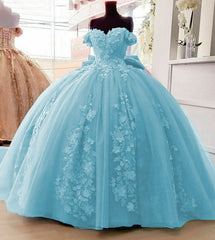 2024 Off Shoulder Ball Gown Quinceanera Dresses 3D Floral Applique Sweet 16 Gowns
